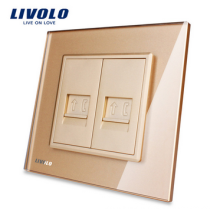 Livolo бесплатная доставка 2 банды Кристаллическая стеклянная панель электрический телефонный разъем VL-C792T (TEL)